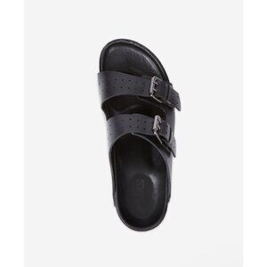 NIB THE‎ KOOPLES MEN’S BLACK LEATHER SANDALS Double Strap, Slides, FR 44/US 10